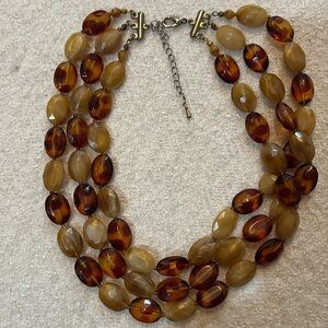 Chic Multi-Strand Amber and Tan Necklace